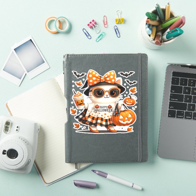 Cute Halloween Cat – Kawaii Witch Kitty with Pumpk (iPad Cover)