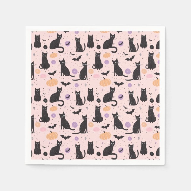 Cute Halloween cat orange  Napkin (Front)