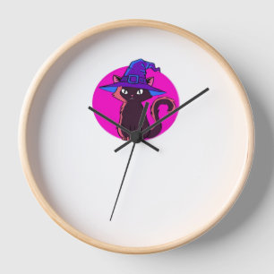 Cute Halloween Cat Oversized T-Shirt Clock