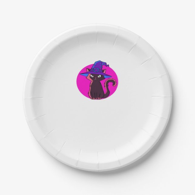 Cute Halloween Cat Oversized T-Shirt Paper Plate (Front)