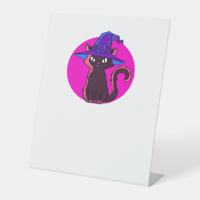 Cute Halloween Cat Oversized T-Shirt Pedestal Sign (Front)