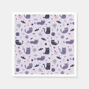 Cute Halloween cat purple Napkin
