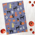 Cute Halloween Cat Spooky Kitchen Towel<br><div class="desc">Cute and spooky halloween cat pattern with cat witches,  pumpkin lanterns,  spiders,  skulls,  ghosts and zombies.  Eek!  Original art by Nic Squirrell.</div>