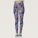 Cute Halloween Cat Spooky Leggings<br><div class="desc">Cute and spooky halloween cat pattern on a purple background with cat witches, pumpkin lanterns, spiders, skulls, ghosts and zombies. Eek! Original art by Nic Squirrell.</div>