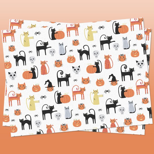 Cute Halloween Cat Spooky Tissue Paper (Halloween cat tissue paper)