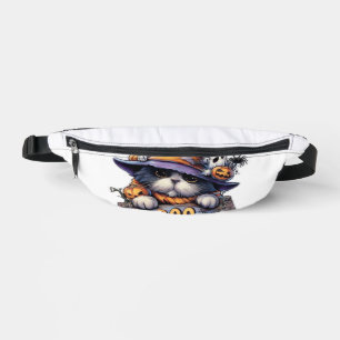 Cute Halloween Cat Sticker � Witch Hat, Pumpkin an Fanny Pack