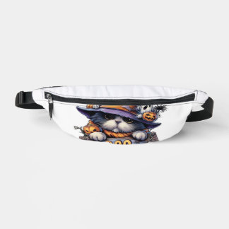 Cute Halloween Cat Sticker � Witch Hat, Pumpkin an Fanny Pack