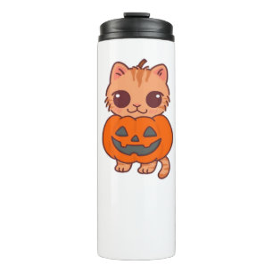 Cute Halloween Cat T-Shirt – Two Kawaii Cats Holdi Thermal Tumbler