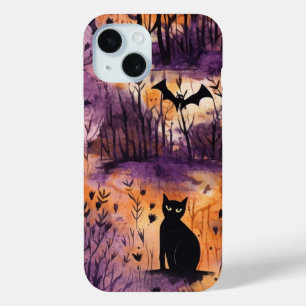 Cute Halloween Cat Witch on Pumpkin Fall Season iPhone 15 Case