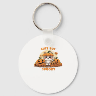 Cute Halloween Cat with Pumpkins � Kawaii Spooky F Keychain