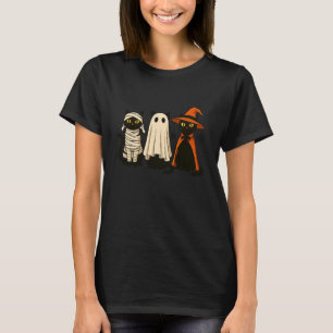 Cute Halloween Cats Mummy Ghost and Witch Cat T-Shirt