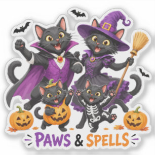 Cute Halloween Cats Paws and Spells