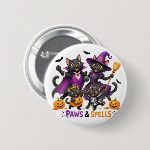 Cute Halloween Cats Paws and Spells 2 Inch Round Button