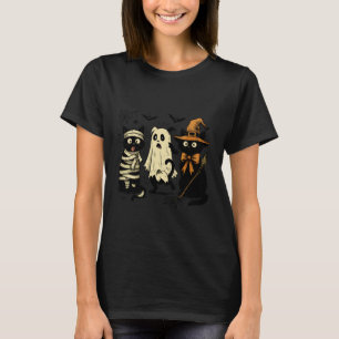 Cute Halloween Cats Witch Ghost Mummy Spooky Funny T-Shirt