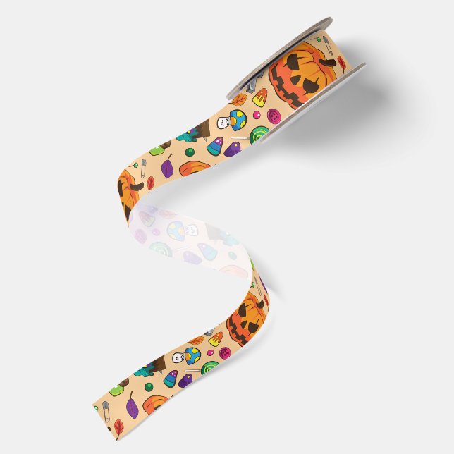 Cute Halloween Character Pattern Satin Ribbon (Front+Back)