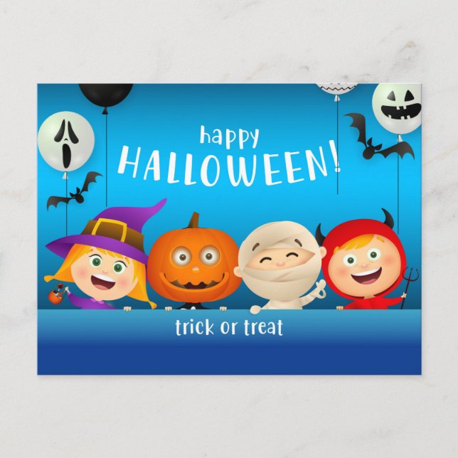 Cute Halloween Characters Postcard (Front)