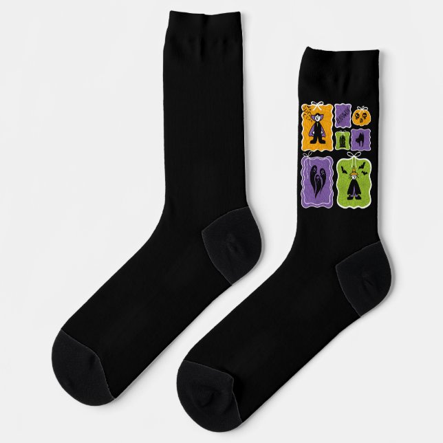 Cute Halloween Characters Vampire and Witch Socks (Left)
