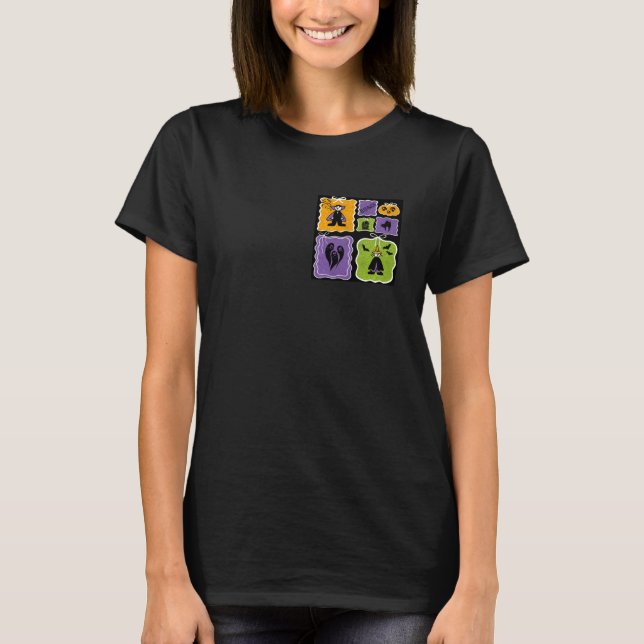 Cute Halloween Characters Vampire and Witch T-Shirt (Front)
