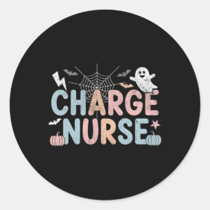 Cute Halloween Charge Nurse Nursing  Classic Round Sticker