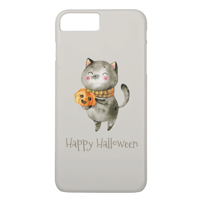 Cute Halloween Chat avec Citrouille | Coque de tél (Dos)