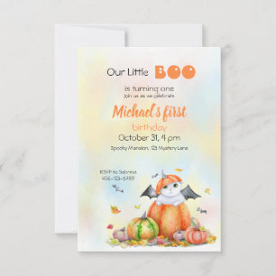 Cute Halloween Chat en Citrouille Invitation