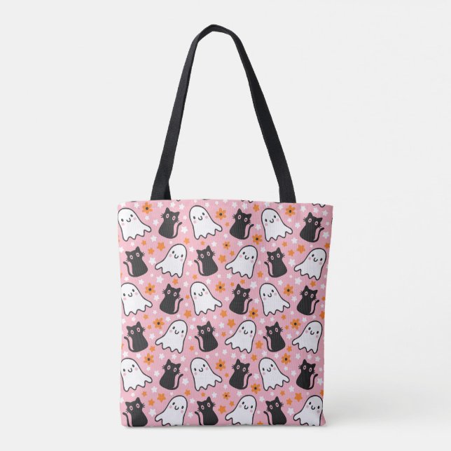 Cute Halloween Chats Noirs Et Fantômes Sac fourre- (Dos)