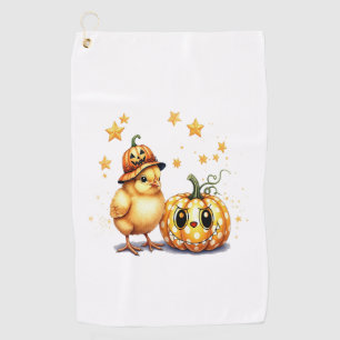 Cute Halloween Chick Pumpkin Golf Towel
