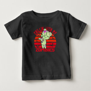 Cute Halloween Chillin' with My Zombies Teddy Bear Baby T-Shirt