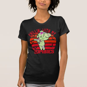 Cute Halloween Chillin' with My Zombies Teddy Bear T-Shirt