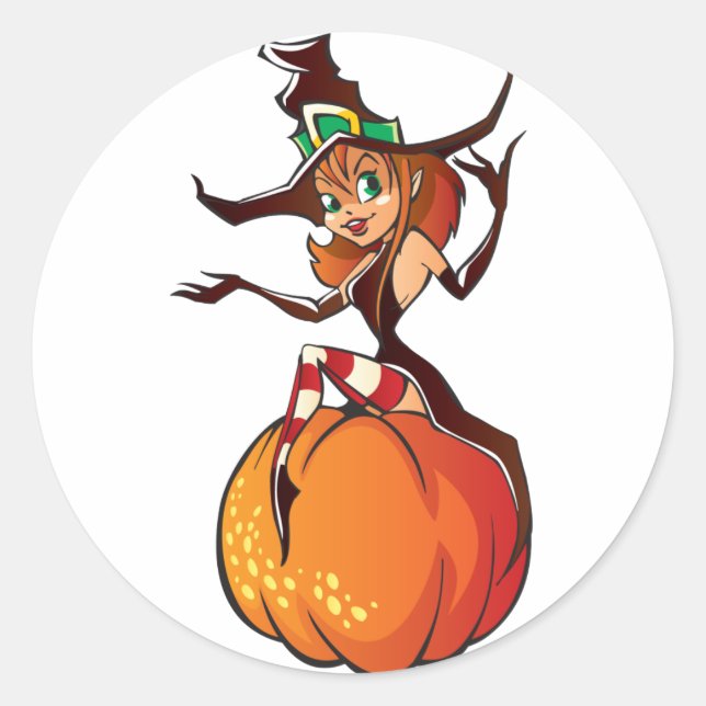 Cute Halloween Classic Round Sticker (Front)