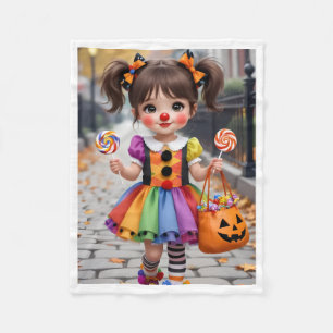 Cute Halloween Clown Trick Or Treat Fleece Blanket