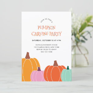 Cute Halloween Colourful Pumpkin Carving Party Invitation