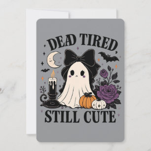 Cute Halloween Coquette Ghost with Bow  Invitation