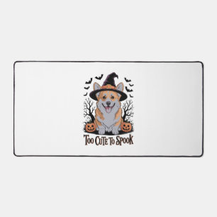 Cute Halloween Corgi in Witch Hat Desk Mat