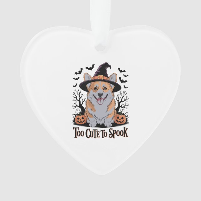 Cute Halloween Corgi in Witch Hat Ornament (Front)