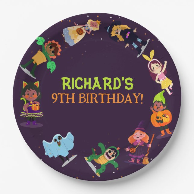 Cute Halloween Costume Modern Birthday Party  Paper Plate (Front)