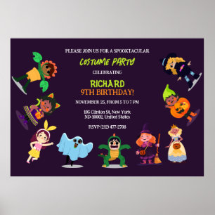 Cute Halloween Costume Modern Birthday Party  Poster