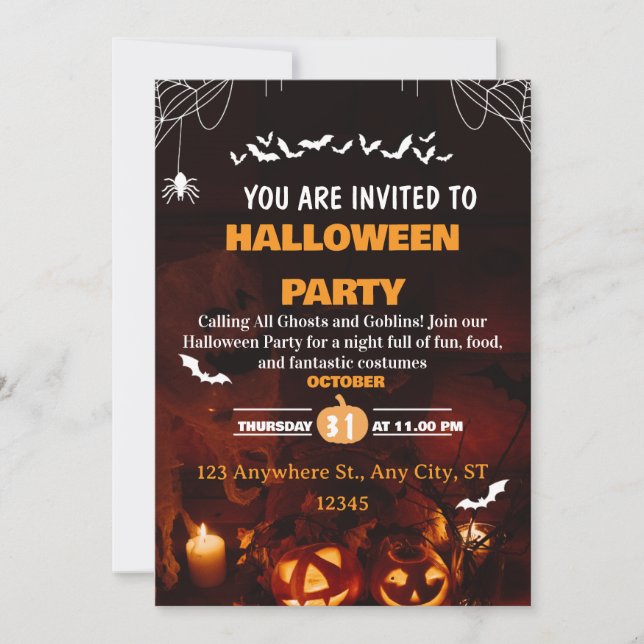 Cute Halloween Costume Party Invitation Card (Devant)