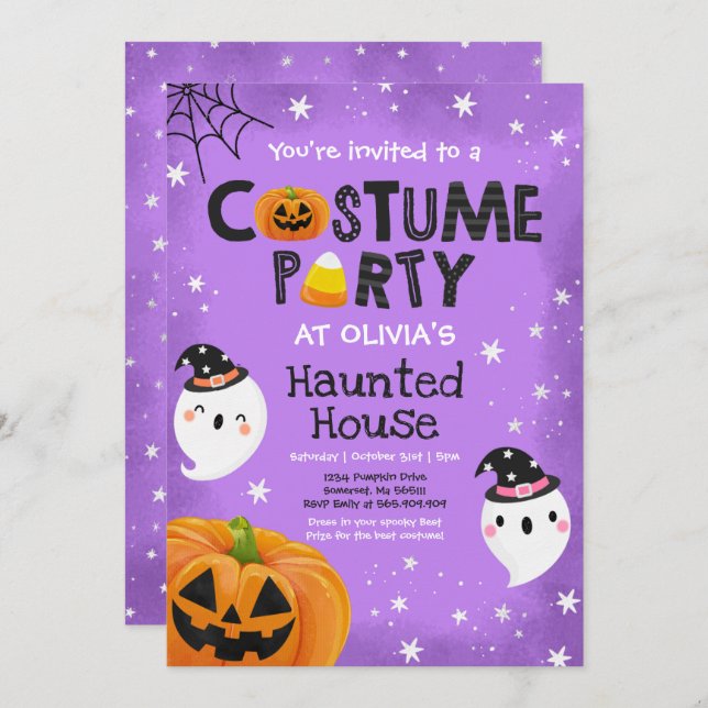 Cute Halloween Costume Party Spooktacular Invitation (Front/Back)