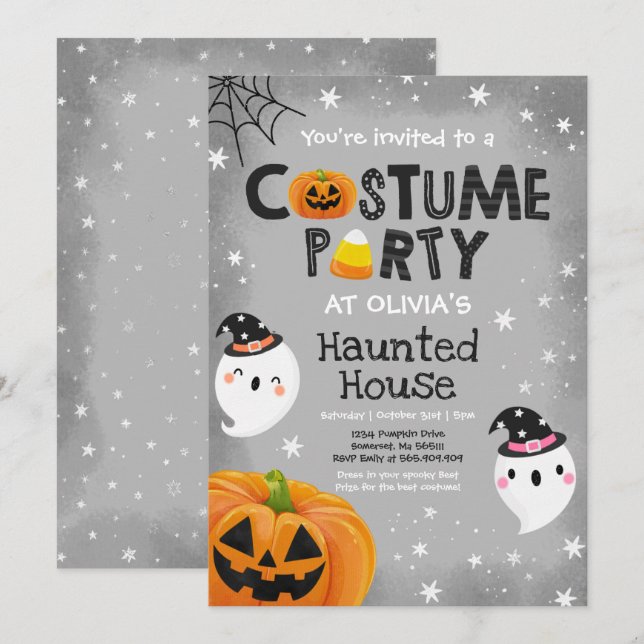 Cute Halloween Costume Party Spooktacular Invitation (Front/Back)