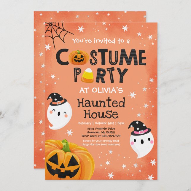 Cute Halloween Costume Party Spooktacular Invitation (Front/Back)