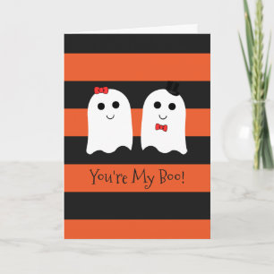 Cute Halloween Couple Ghosts Greeting Card