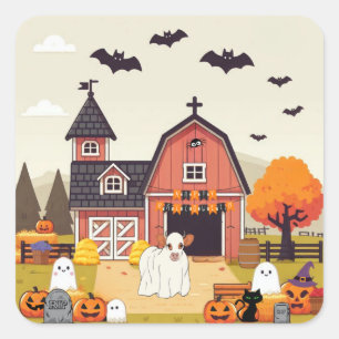 Cute Halloween cow Square Sticker
