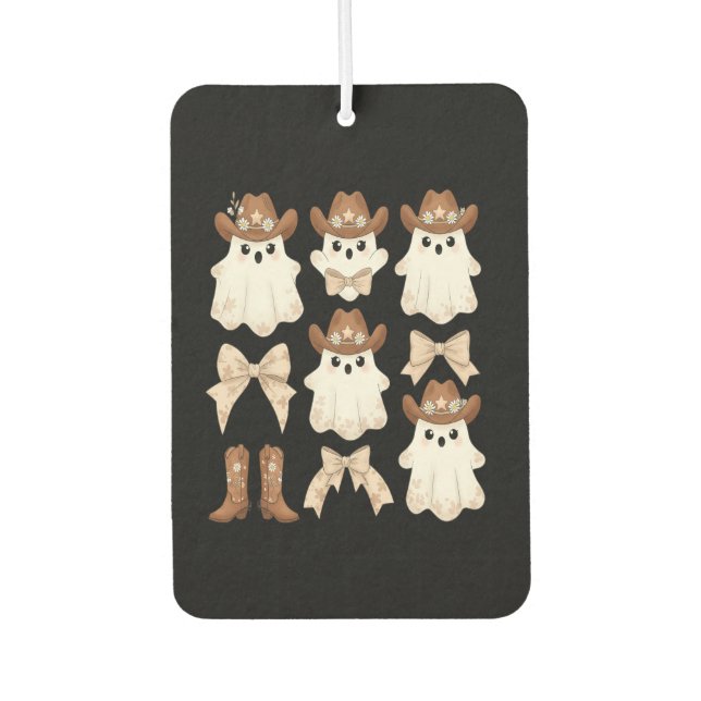 Cute Halloween Cowboy Ghost Air Freshener (Front)