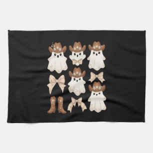 Cute Halloween Cowboy Ghost Kitchen Towel
