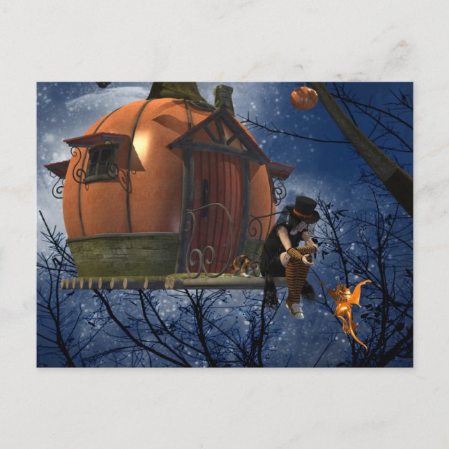 Cute Halloween Creature Encounter Holiday Postcard (Front)