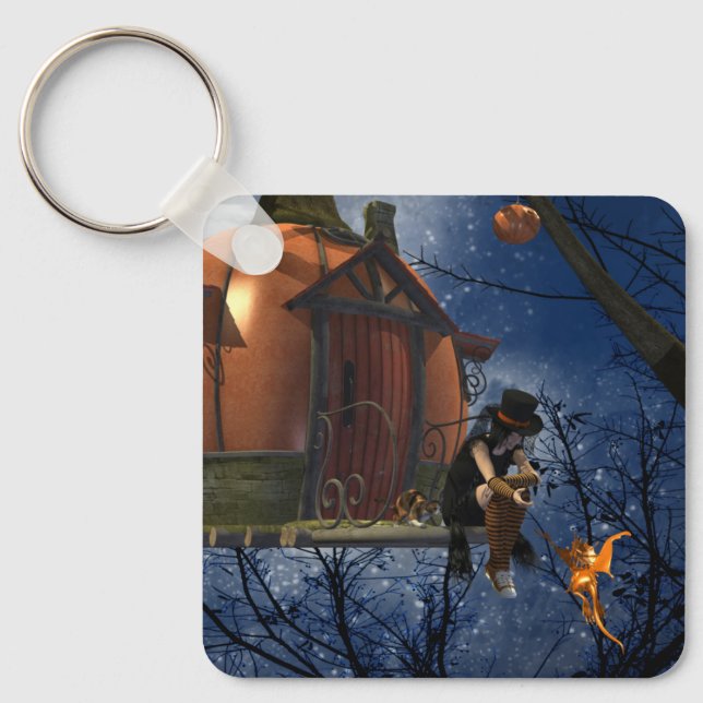 Cute Halloween Creature Encounter Keychain (Front)