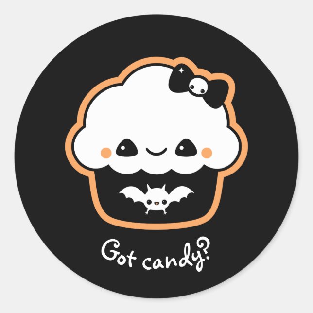 Cute Halloween Cupcake Classic Round Sticker (Front)