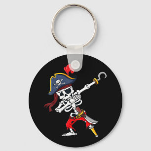 Cute Halloween Dabbing Pirate Skeleton Fun Keychain