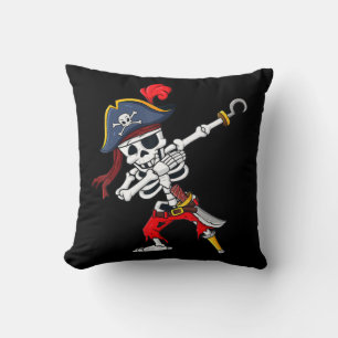 Cute Halloween Dabbing Pirate Skeleton Fun Throw Pillow